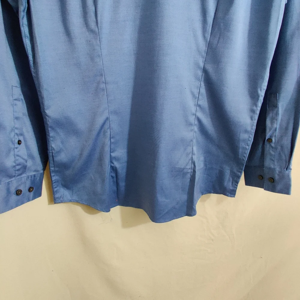 DKNY NWTs Men's Blue Slim Fit Full Button Up Long Sleeve Dress Shirt 15.5 32/33